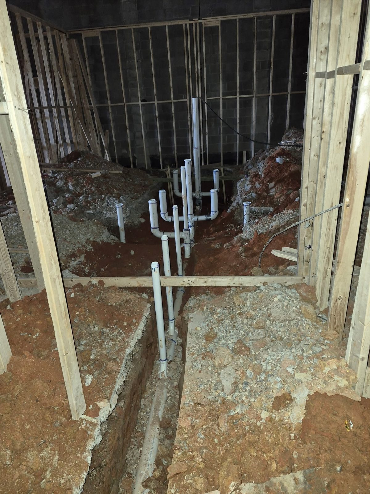 Multiple PVC stub-ups at slab level