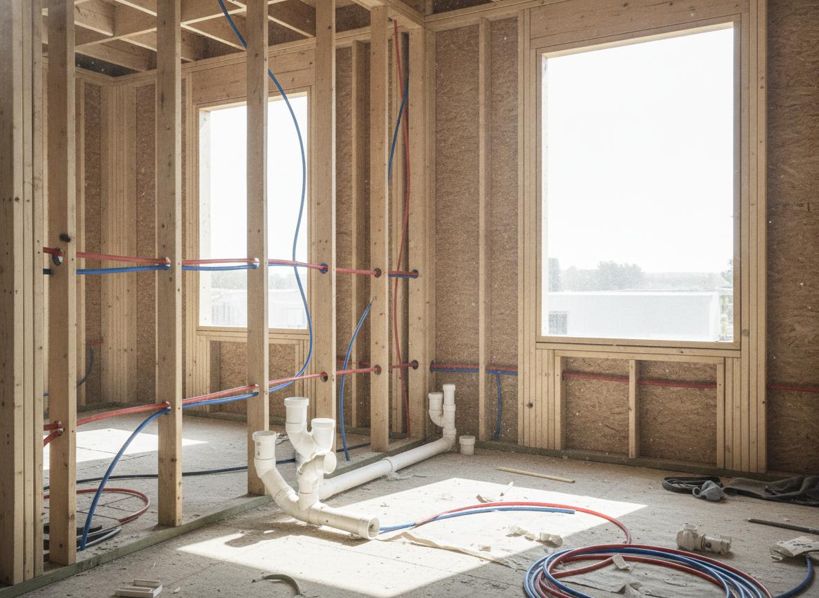 PEX rough-in with studs